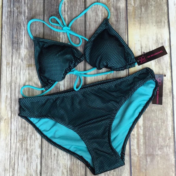 Turquoise Mesh String. Aqua Padded Top Two Piece - Picture 1 of 8